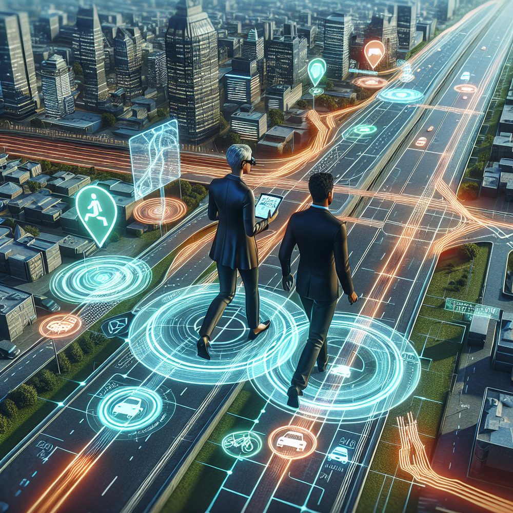 AR ground map showing colour-coded risk zones for autonomous vehicle route deployment
